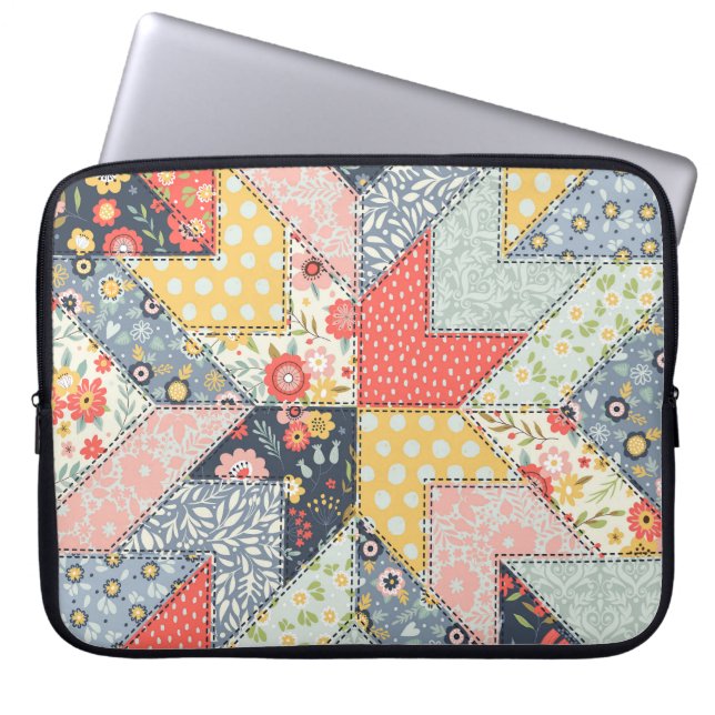 Blumenmuster: Vintage Ornamente Laptopschutzhülle (Vorderseite)