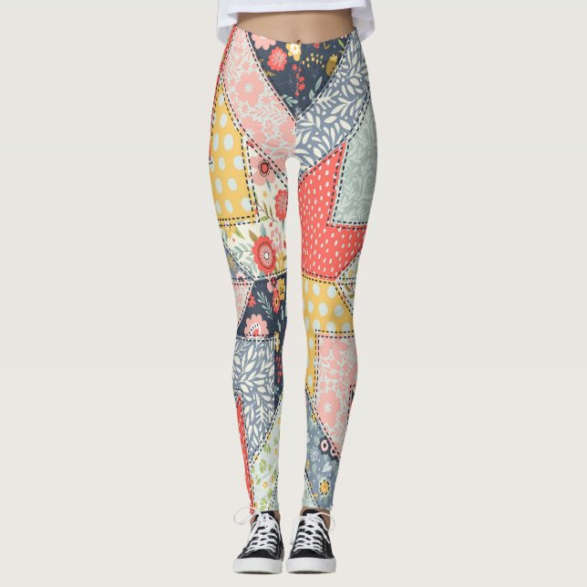 Blumenmuster: Vintage Ornamente Leggings (Vorderseite)