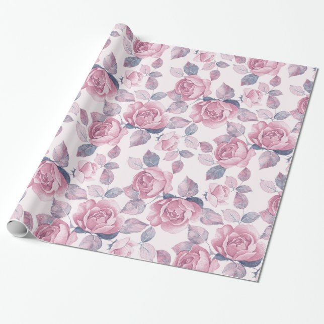 Blumenmuster. Vintage Rose Geschenkpapier (Ungerollt)