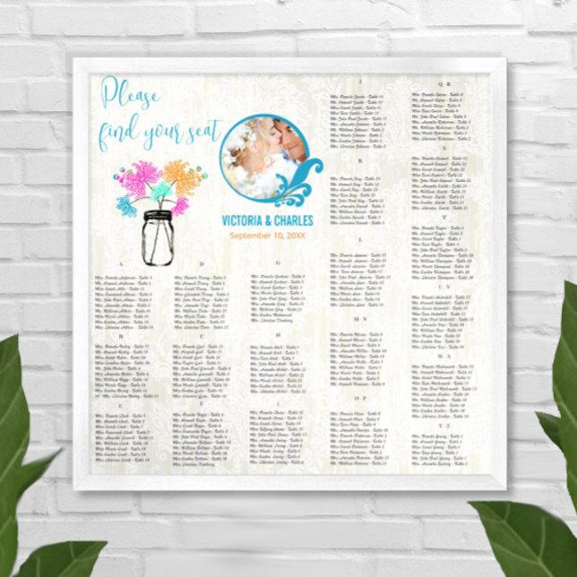 Blumenmuster Vintage Rustikale Boho Mason Jar Sitz Poster (Von Creator hochgeladen)