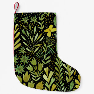 Blumenmuster: Vintages Wasserfarbmuster Kleiner Weihnachtsstrumpf