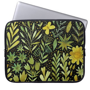 Blumenmuster: Vintages Wasserfarbmuster Laptopschutzhülle