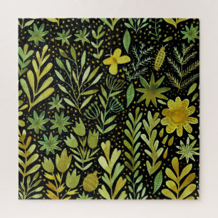 Blumenmuster: Vintages Wasserfarbmuster Puzzle