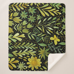 Blumenmuster: Vintages Wasserfarbmuster Sherpadecke