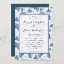 Blumenmuster Wasserfarbe Blau & Weiße Hochzeit