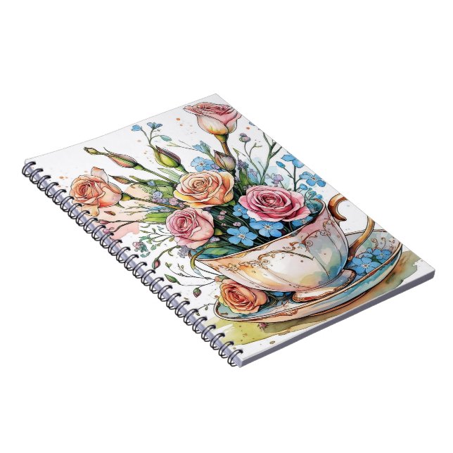 Blumenmuster - Wasserfarbe Boho Kunst Notizblock (Rechte Seite)