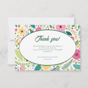 Blumenmuster Wasserfarbenhochzeit Danke Karte