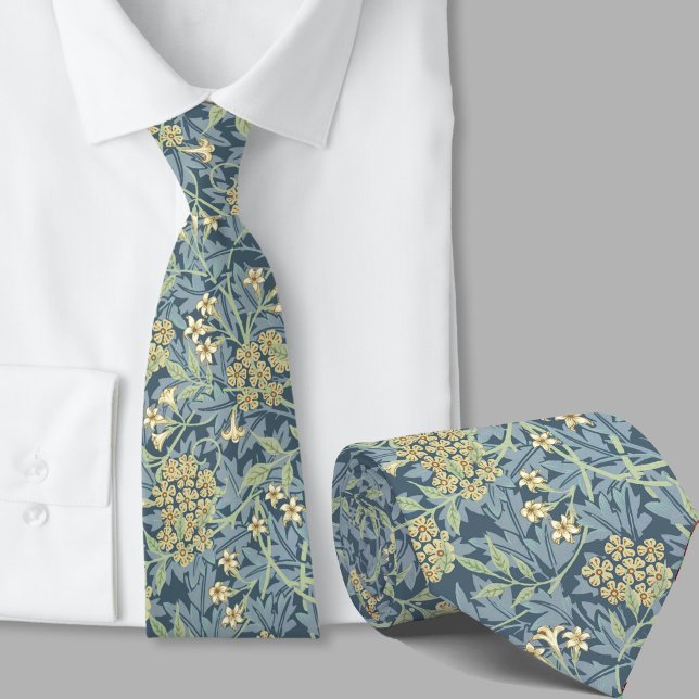 Blumenmuster William Morris inspirierte blaue Blum Krawatte (Von Creator hochgeladen)