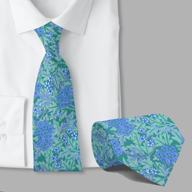 Blumenmuster William Morris inspirierte blaue Blum Krawatte (Von Creator hochgeladen)