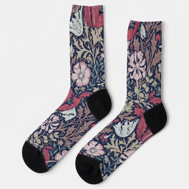 Blumenmuster, William Morris Socken (Linkes Detail)