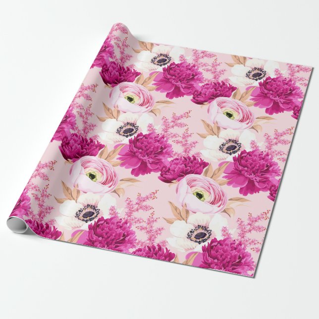 Blumenmuster-Wrap-Papier Geschenkpapier (Ungerollt)