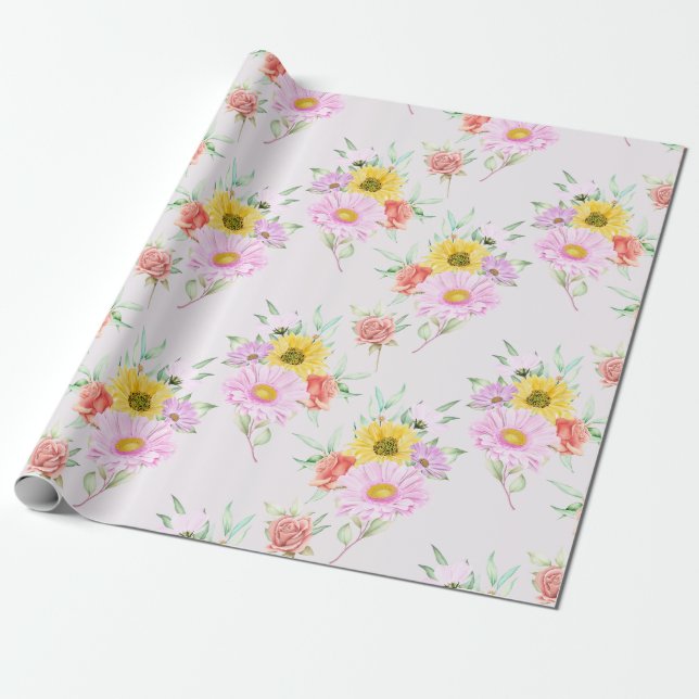 Blumenmuster-Wrap-Papier Geschenkpapier (Ungerollt)