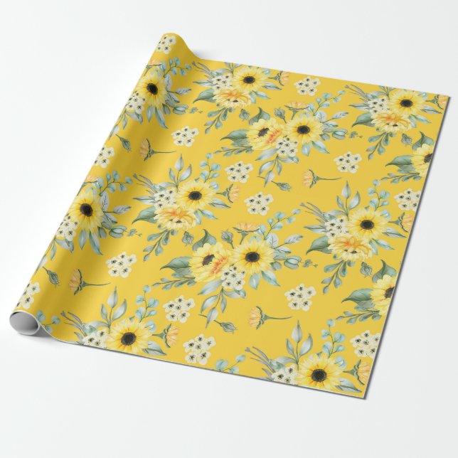 Blumenmuster-Wrap-Papier Geschenkpapier (Ungerollt)