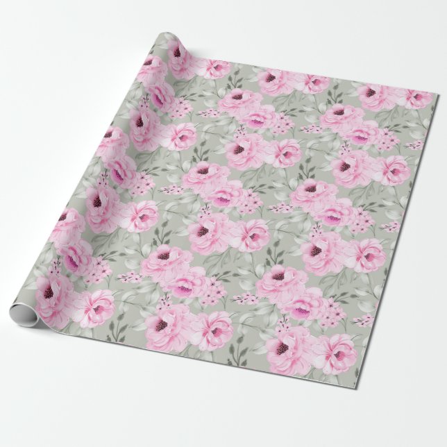 Blumenmuster-Wrap-Papier Geschenkpapier (Ungerollt)