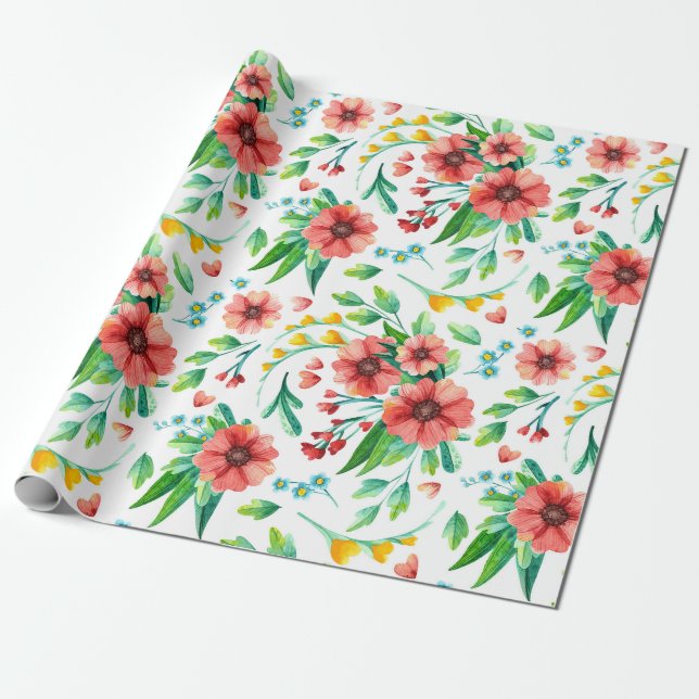 Blumenmuster-Wrap-Papier Geschenkpapier (Ungerollt)