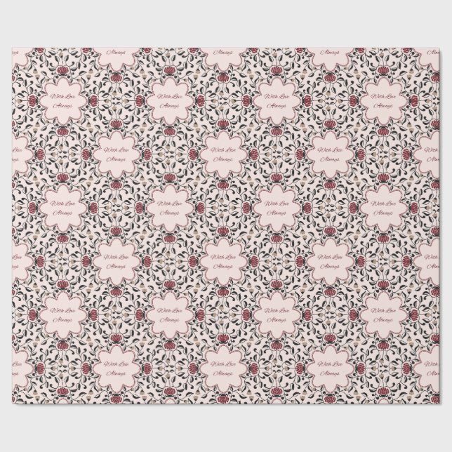Blumenmuster-Wrap-Papier mit Liebe immer Geschenkpapier (Saum)