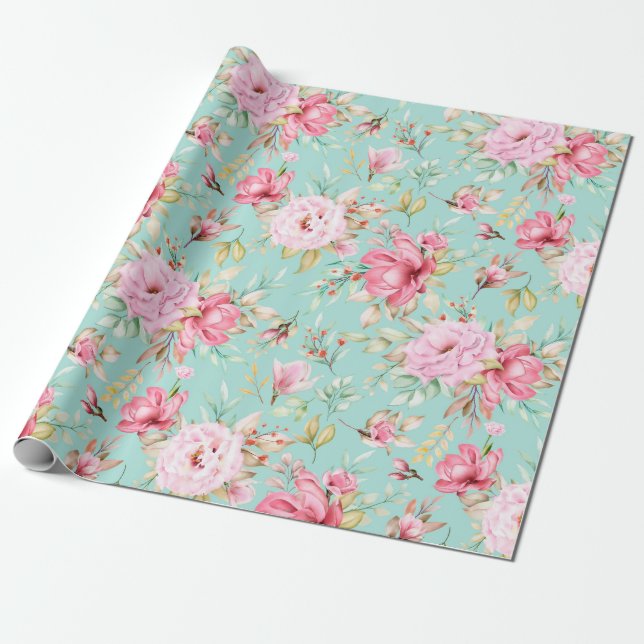 Blumenmuster-Wrapper Geschenkpapier (Ungerollt)