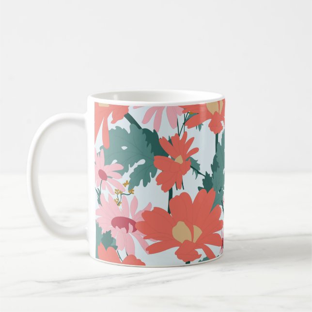 Blumenmuster Zeichnend Elegante dekorative Blume Kaffeetasse (Links)