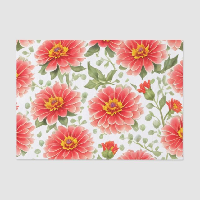 Blumenmuster Zinnia-Blume Seidenpapier (Vorderseite)