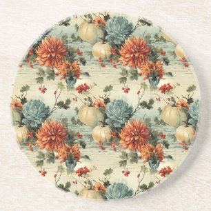 Blumenmuster zum Erntedankfest im Vintage-Stil Getränkeuntersetzer