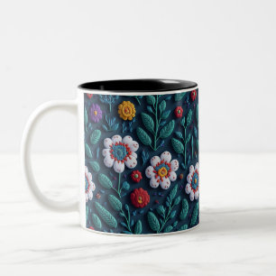 Blumenmuster Zweifarbige Tasse