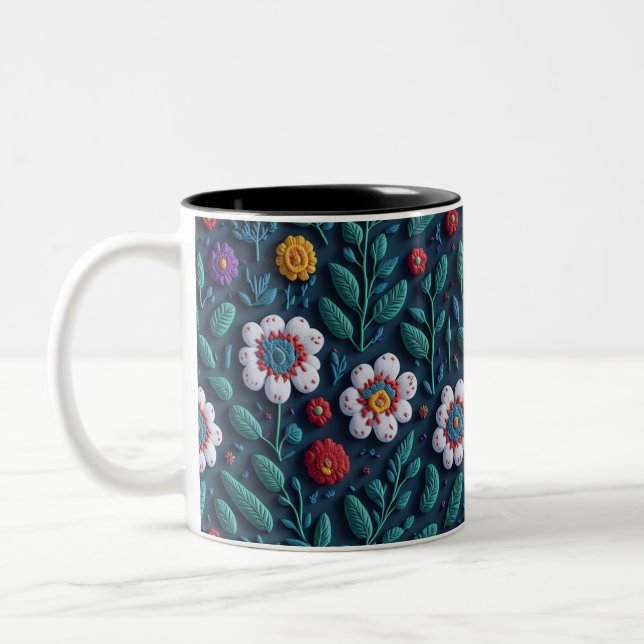 Blumenmuster Zweifarbige Tasse (Links)