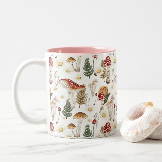Blumenmuster Zweifarbige Tasse (Mit Donut)