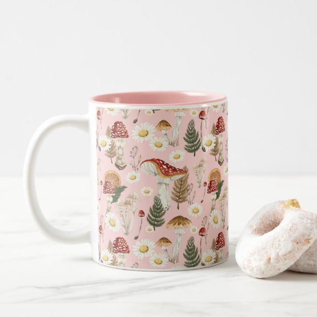 Blumenmuster Zweifarbige Tasse (Mit Donut)