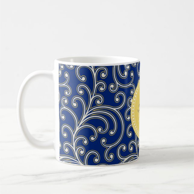 Blumenmustermonogramm des eleganten girly tasse (Links)