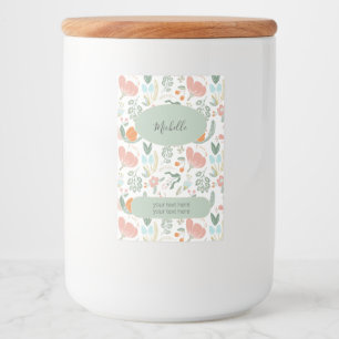 Blumenmustername und Text personalisiert Lebensmitteletikett