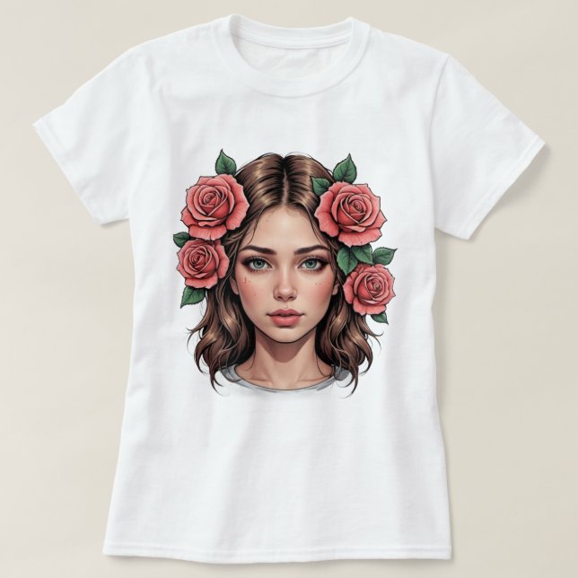 Blumenmutter - Portrait-T-Shirt der künstlerischen T-Shirt (Design vorne)