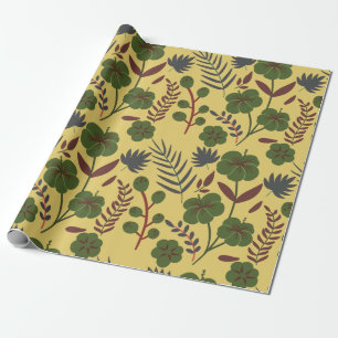 Blumennahles Muster Blumen und Schmetterlinge Geschenkpapier