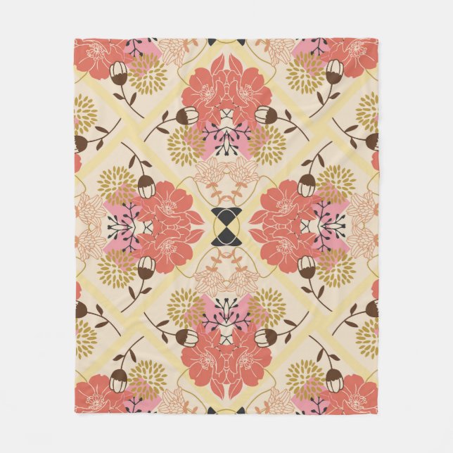 Blumennahtlos Vintages Musterdesign. Fleecedecke (Vorderseite)
