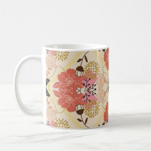 Blumennahtlos Vintages Musterdesign. Kaffeetasse