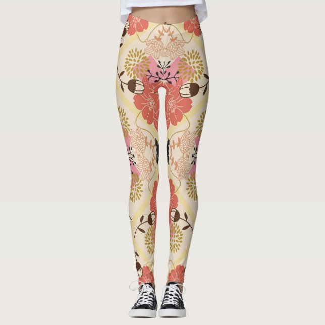 Blumennahtlos Vintages Musterdesign. Leggings (Vorderseite)