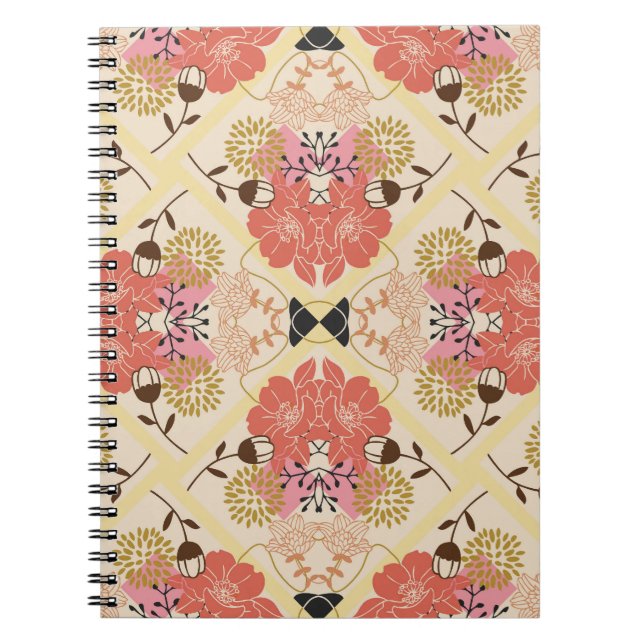 Blumennahtlos Vintages Musterdesign. Notizblock (Vorderseite)