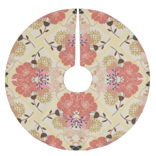 Blumennahtlos Vintages Musterdesign. Polyester Weihnachtsbaumdecke