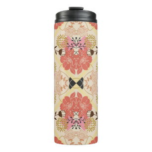 Blumennahtlos Vintages Musterdesign. Thermosbecher