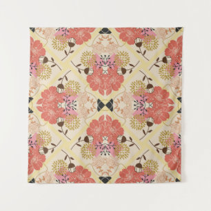 Blumennahtlos Vintages Musterdesign. Wandteppich