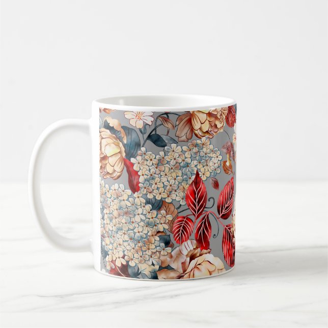 Blumennahtloses Muster, Hintergrund im Jugendstil Kaffeetasse (Links)