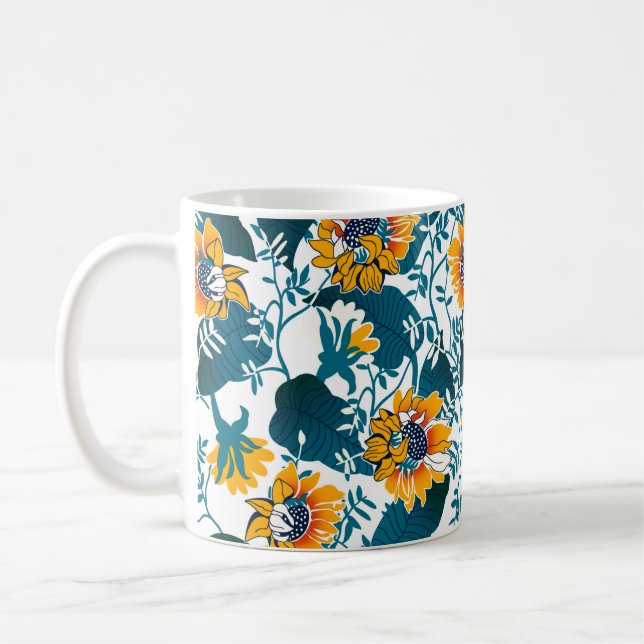 Blumennahtloses Muster, Hintergrund im Jugendstil Kaffeetasse (Links)