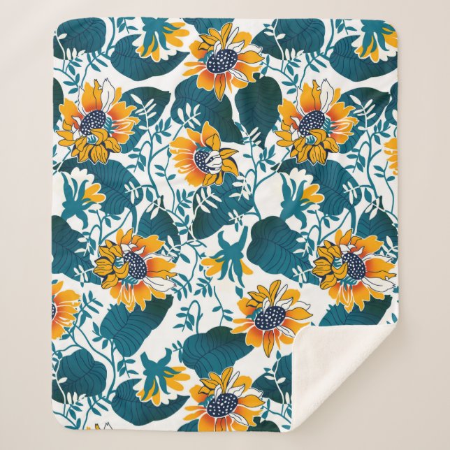 Blumennahtloses Muster, Hintergrund im Jugendstil Sherpadecke (Vorderseite)