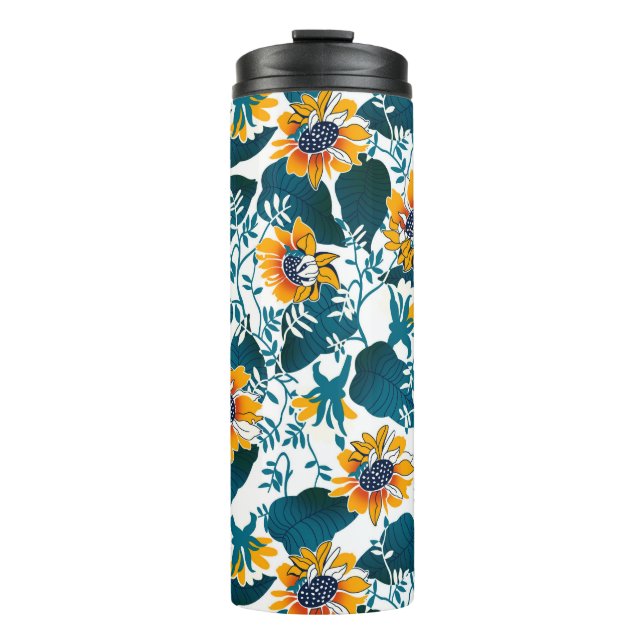 Blumennahtloses Muster, Hintergrund im Jugendstil Thermosbecher (Vorderseite)