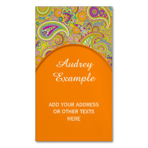 Blumennahtloses Muster I paisleys + Ihre Ideen Magnetische Visitenkarte