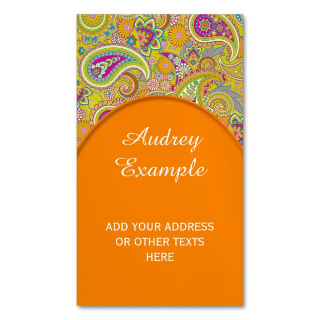 Blumennahtloses Muster I paisleys + Ihre Ideen Magnetische Visitenkarte (Vorderseite Vertikal)