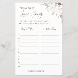 Blumenname, der das Liebeslied errät Spielkartensp Flyer