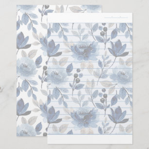 Blumennavy blaues Schreibpapier mit gestrichenem P Briefpapier