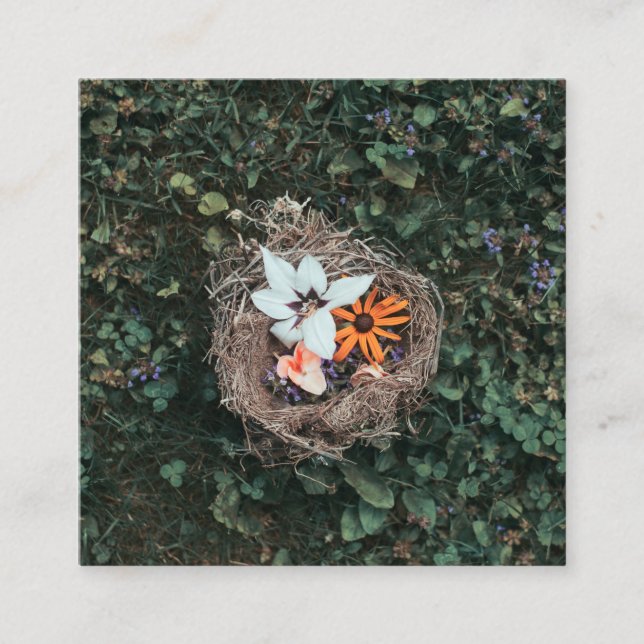 Blumennest Quadratische Visitenkarte (Vorderseite)