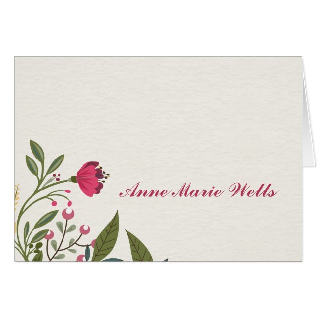 BlumenNotecard gefaltet mit optionalem Foto (Vorderseite (Horizontal))