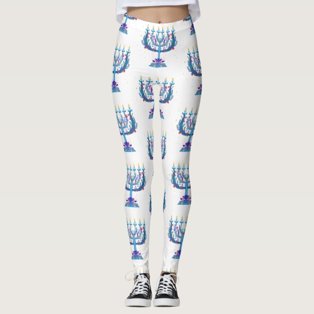 Blumenorah hanukkah leggings (Vorderseite)